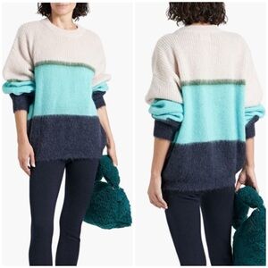 Cordova Arosa Alpaca Mohair Blend Colorblock Stripe Pullover Crewneck Sweater‎
